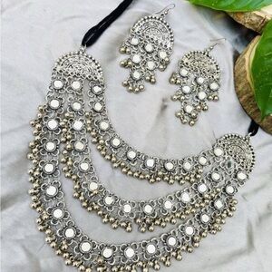 New Elegant Silver Chandelier Necklace and Earring Set #790